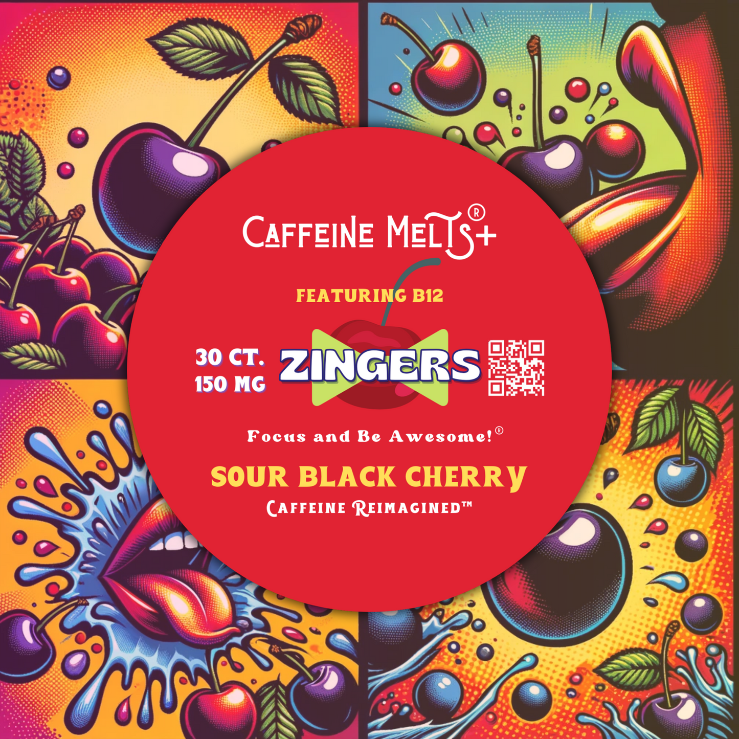 Sour Black Cherry Zingers (150mg + 20mcg Methylcobalamin B12)