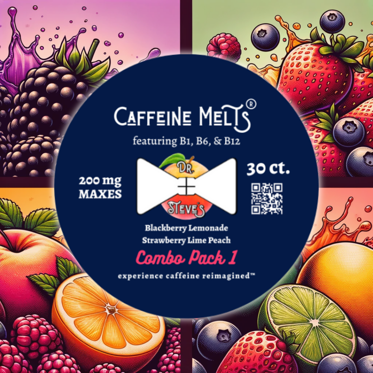 Combo Pack 1 (15ct Blackberry Lemonade + 15ct Strawberry Lime Peach, 200mg + 20mcg Methylcobalamin B12)