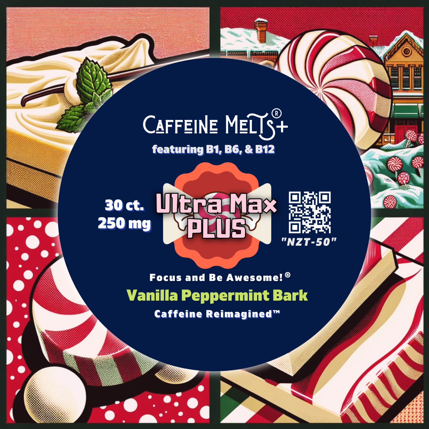 Vanilla Peppermint Bark - Ultra Max Plus (250mg + 1.23mg B1, 1.76mg B6, & 20mcg Methylcobalamin B12) UMP