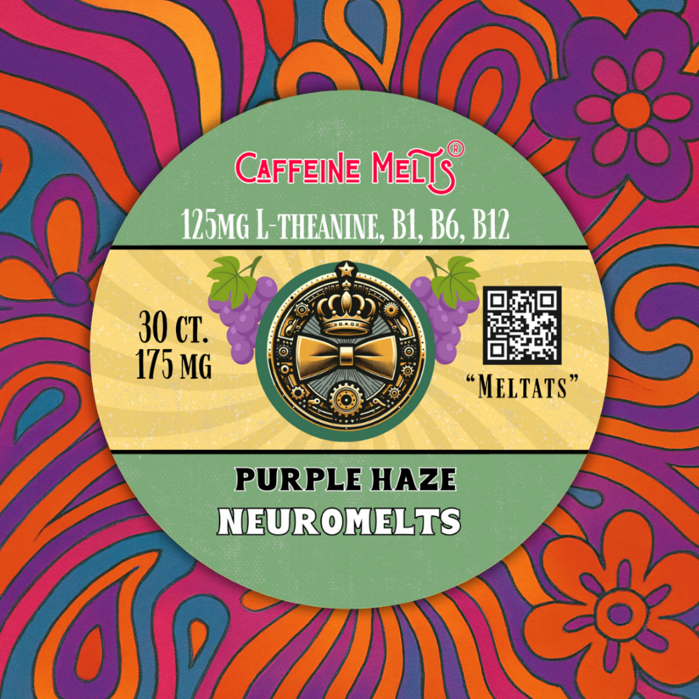175mg Purple Haze Nootropic NeuroMelts (featuring 1.23mg B1, 1.76mg B6, 20mcg Methylcobalamin B12 & 125mg L-Theanine)