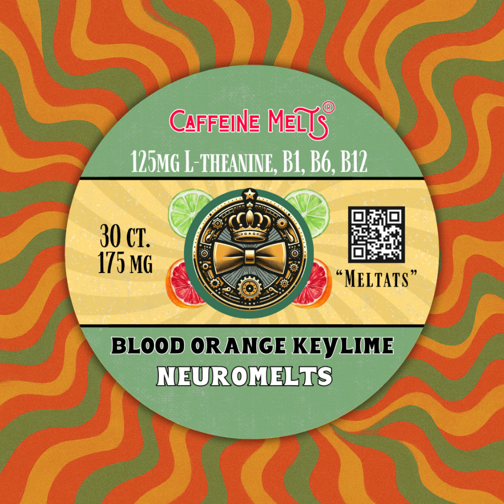 175mg Blood Orange Keylime Nootropic NeuroMelts (featuring 1.23mg B1, 1.76mg B6, 20mcg Methylcobalamin B12 & 125mg L-Theanine)