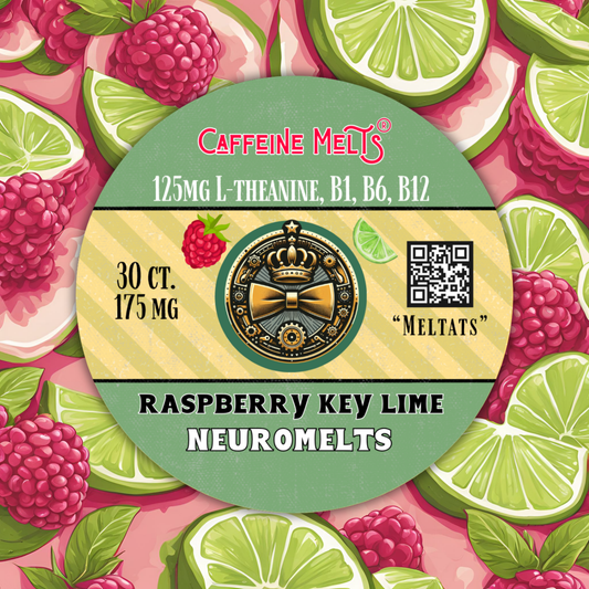 175mg Raspberry Key Lime Nootropic NeuroMelts (featuring 1.23mg B1, 1.76mg B6, 20mcg Methylcobalamin B12 & 125mg L-Theanine)
