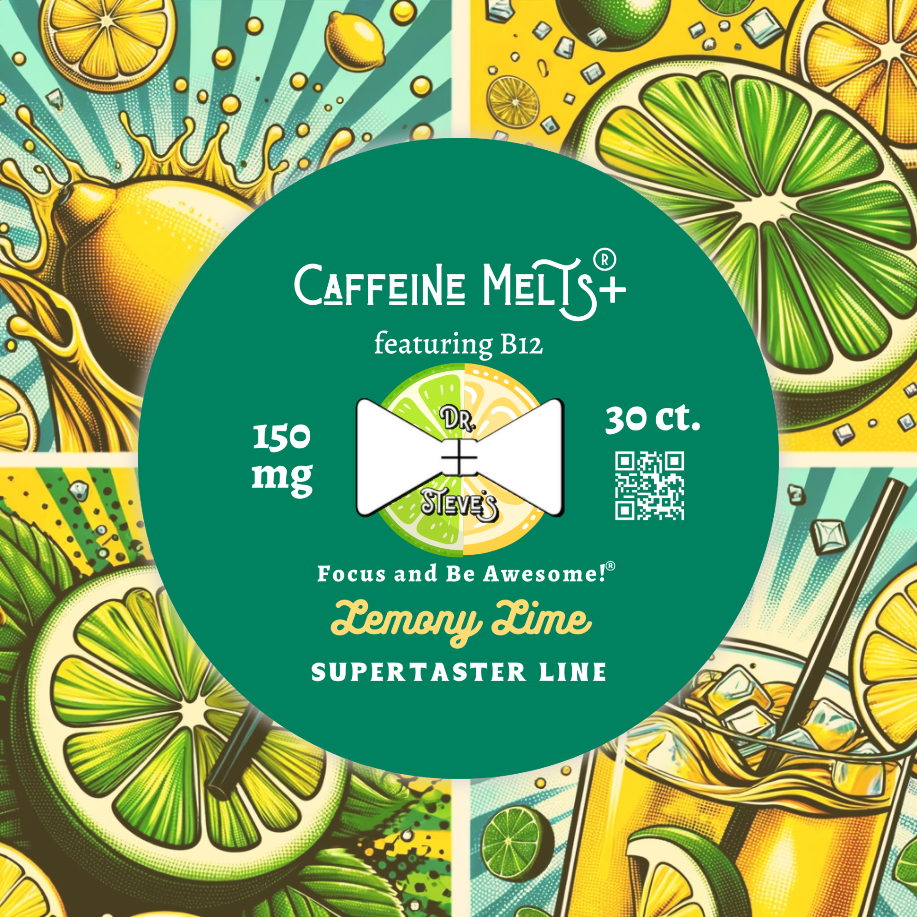 Lemony Lime Caffeine Melts® PLUS (150mg + Methylcobalamin B12) SuperTaster