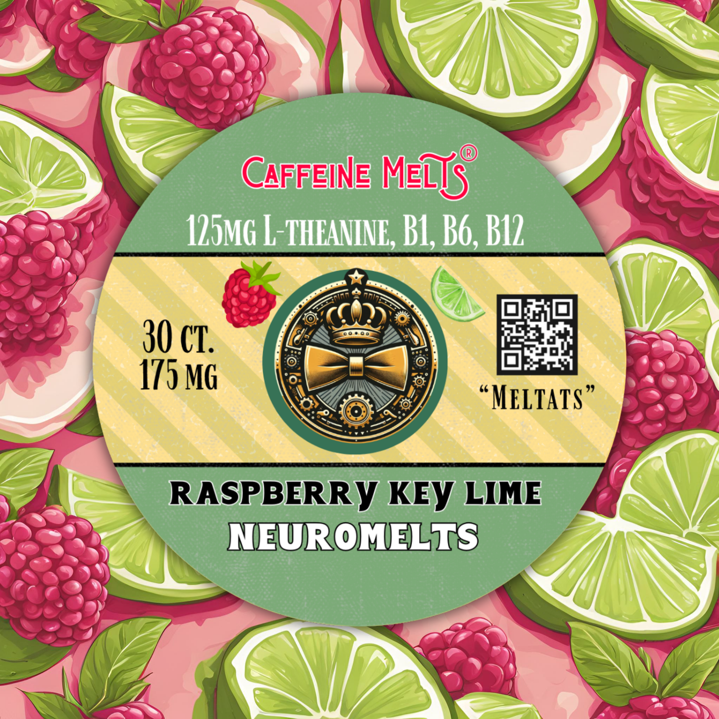 175mg Raspberry Key Lime Nootropic NeuroMelts (featuring methylcobalamin B1, B6, B12 & 125mg L-Theanine)